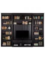 Estante grande para sala em madeira com rack para tv na cor nibs / coleção biblioteca